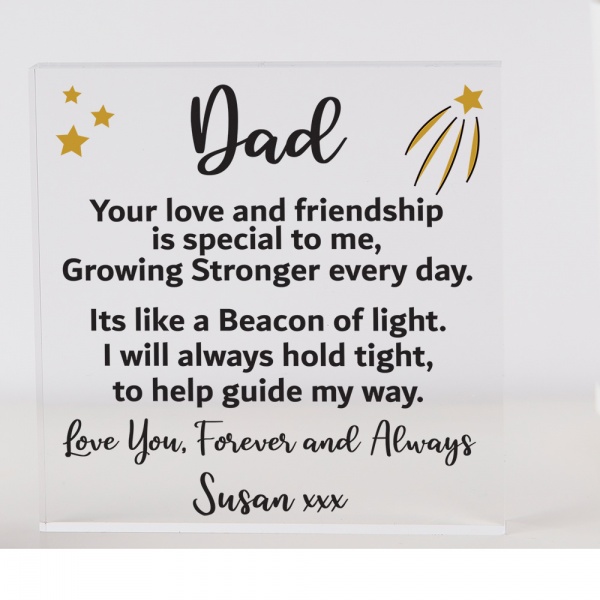 Personalised Dad Poem Acrylic Block 10cm x 10cm