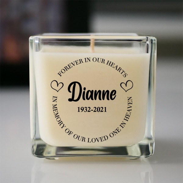 Personalised Memorial Candle Forever In Our Hearts Hand Poured Scented Candle