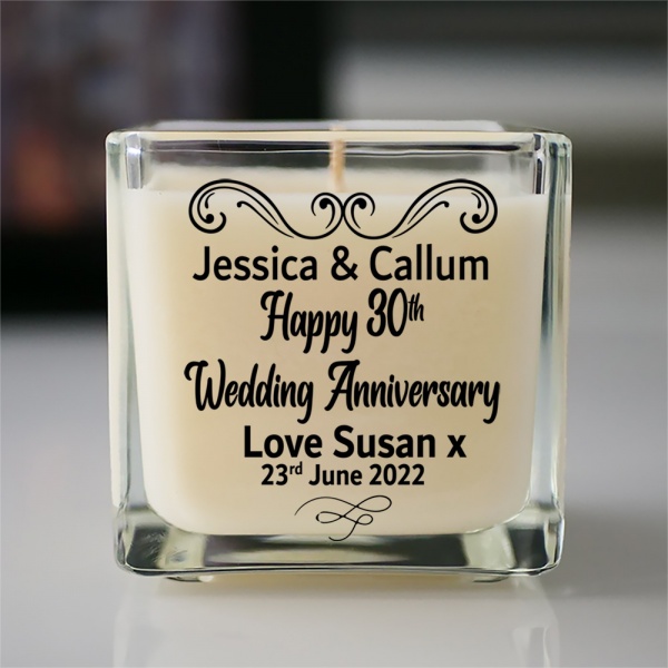 Personalised 30th Wedding Anniversary Scented Candle
