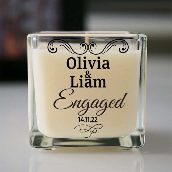 Personalised Engagement Candle For Couples Hand Poured Scented Coconut Wax Jar Candle