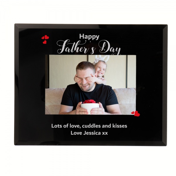 Personalised Happy Father's Day Photo Frame 6x4'' or 7x5'' black Glass Frame