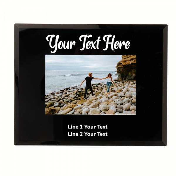 Personalised Happy Anniversary Photo Frame 6x4 7x5 Black Glass frame