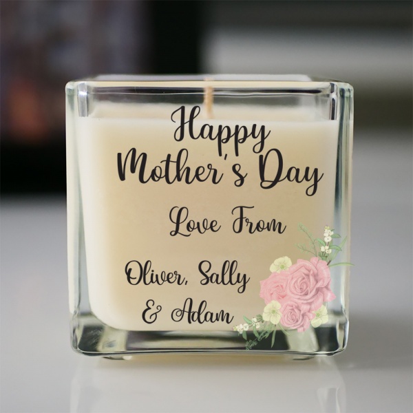 Personalised Mother's Day Candle Gift Floral design 29cl