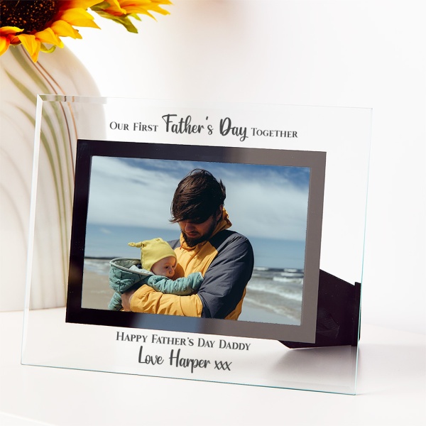 Personalised First Father's Day Together Photo Frame Clear Glass 6x4'' or 7x5