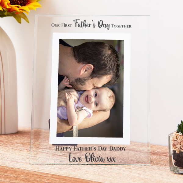 Personalised First Father's Day Together Photo Frame Clear Glass 6x4'' or 7x5