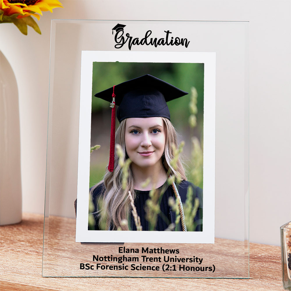 Personalised Graduation Photo Frame Clear Glass