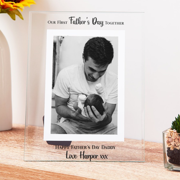 Personalised First Father's Day Together Photo Frame Clear Glass 6x4'' or 7x5