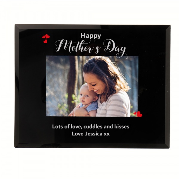 Personalised Happy Mother's Day Photo Frame 6x4'' or 7x5'' Black Glass