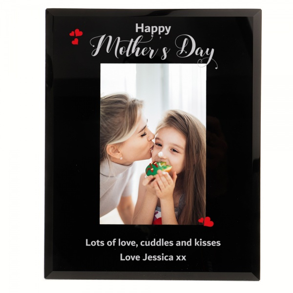 Personalised Happy Mother's Day Photo Frame 6x4'' or 7x5'' Black Glass