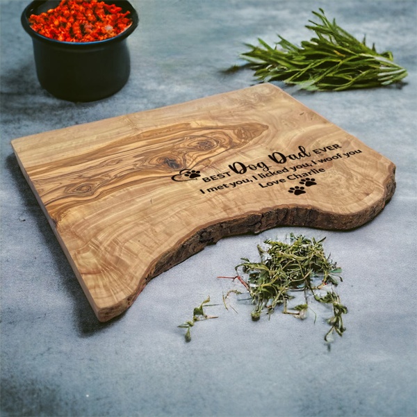 Personalised Best Dog Dad Ever Olive Wood Board