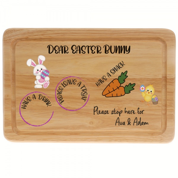 Personalised Easter Bunny Stop Here Wooden Treat Plate