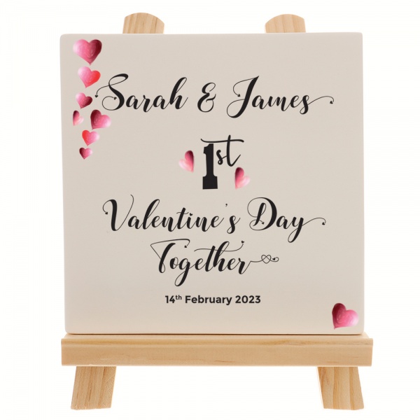 Personalised 1st Valentine's Day Together Ceramic Tile Print