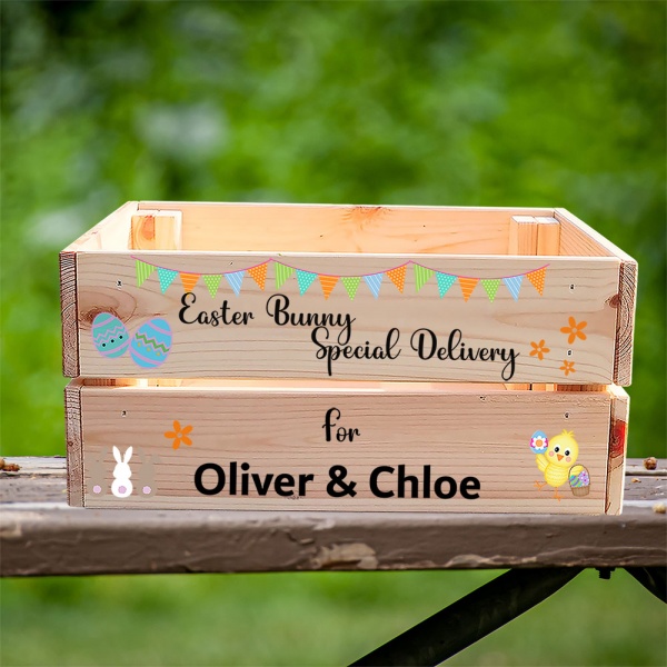 Personalised Wooden Easter Bunny Crate
