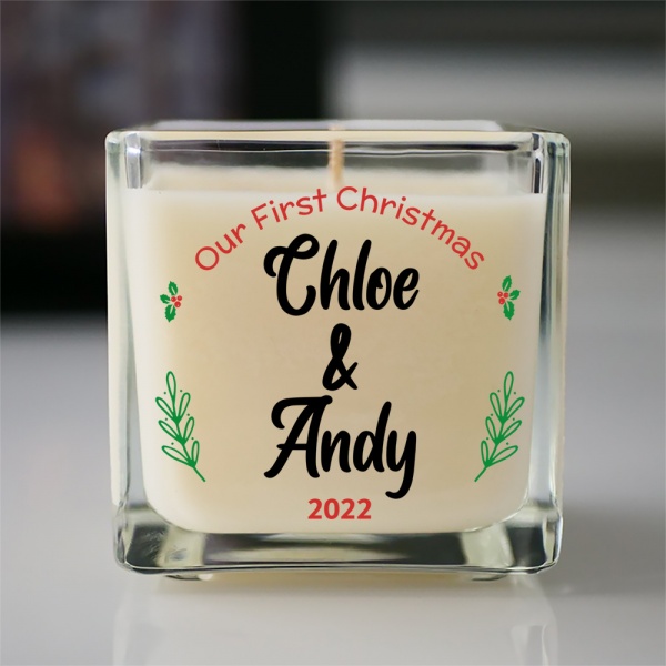Personalised Couples First Christmas Hand Poured Scented Candle