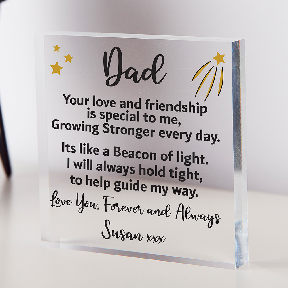 Personalised Dad Poem Acrylic Block 10cm x 10cm