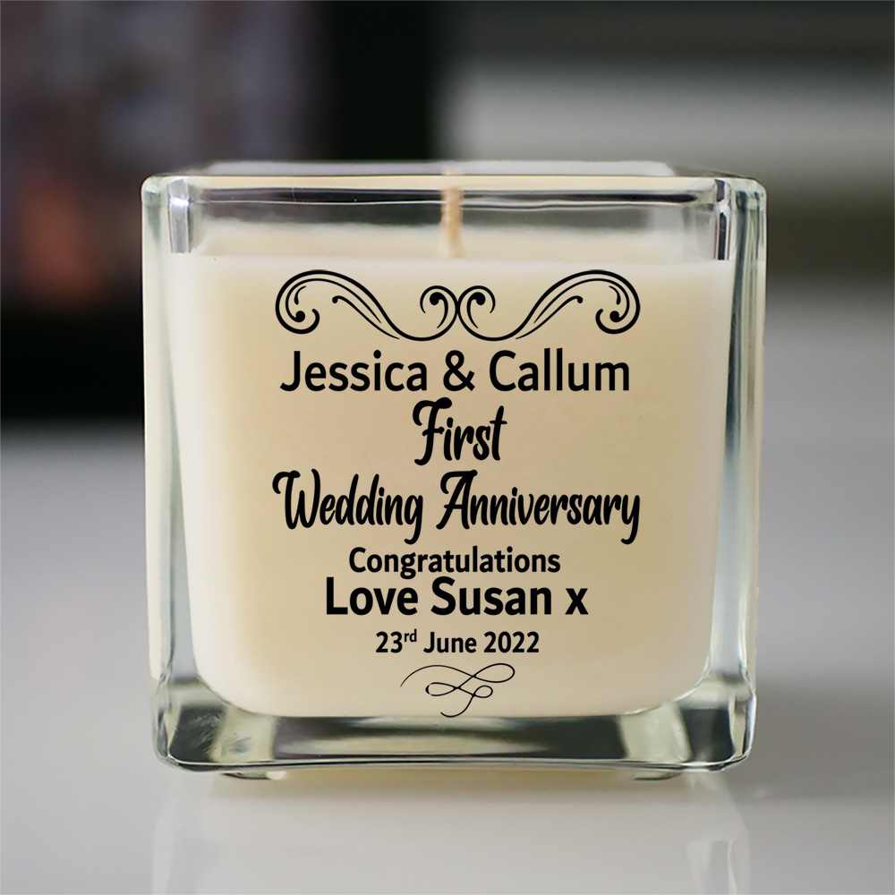 Personalised First Wedding Anniversary Candle Gift Hand Poured and ...