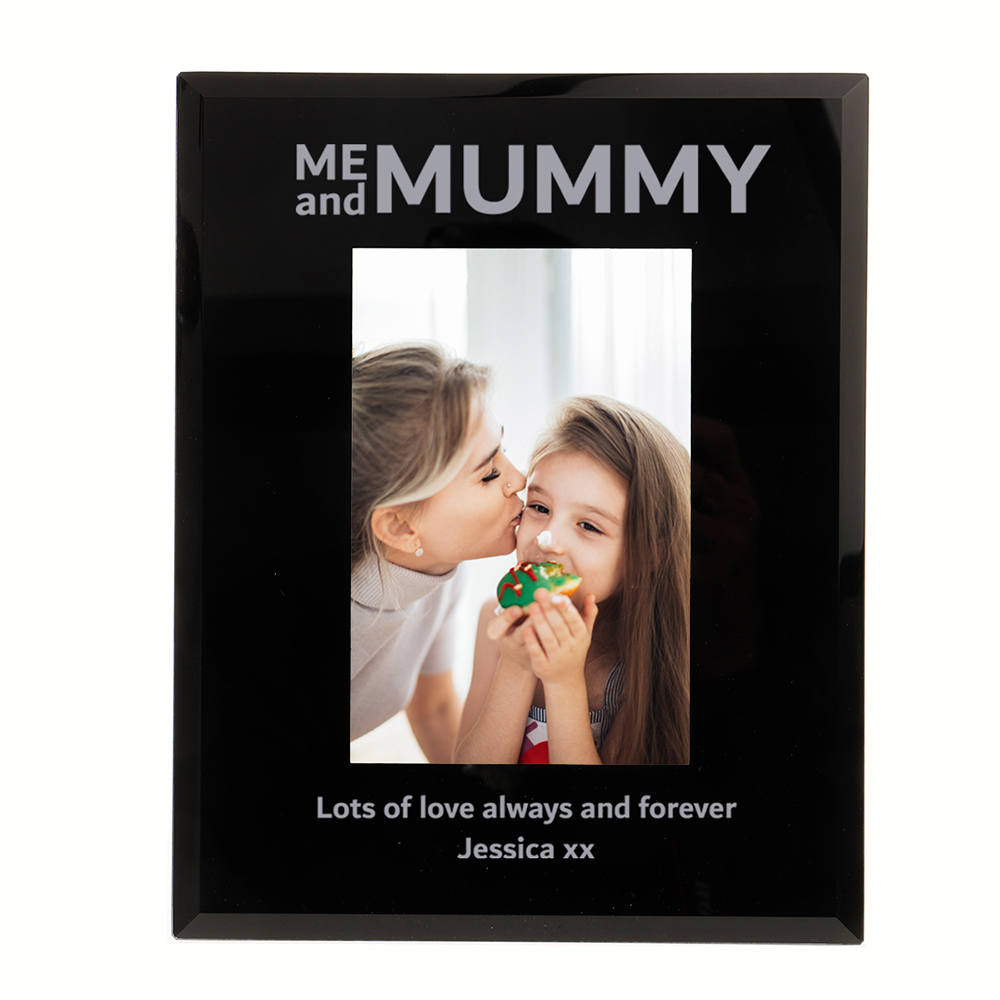 Personalised Me And Mummy Photo Frame 6x4'' or 7x5'' Black Glass