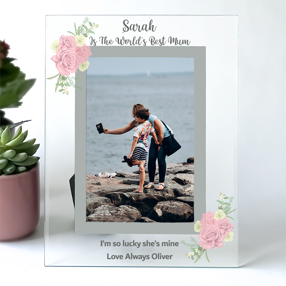 Mum Photo Frame Gift Personalise with Any Name Is The World's Best Mum 6x4'' or 7x5''