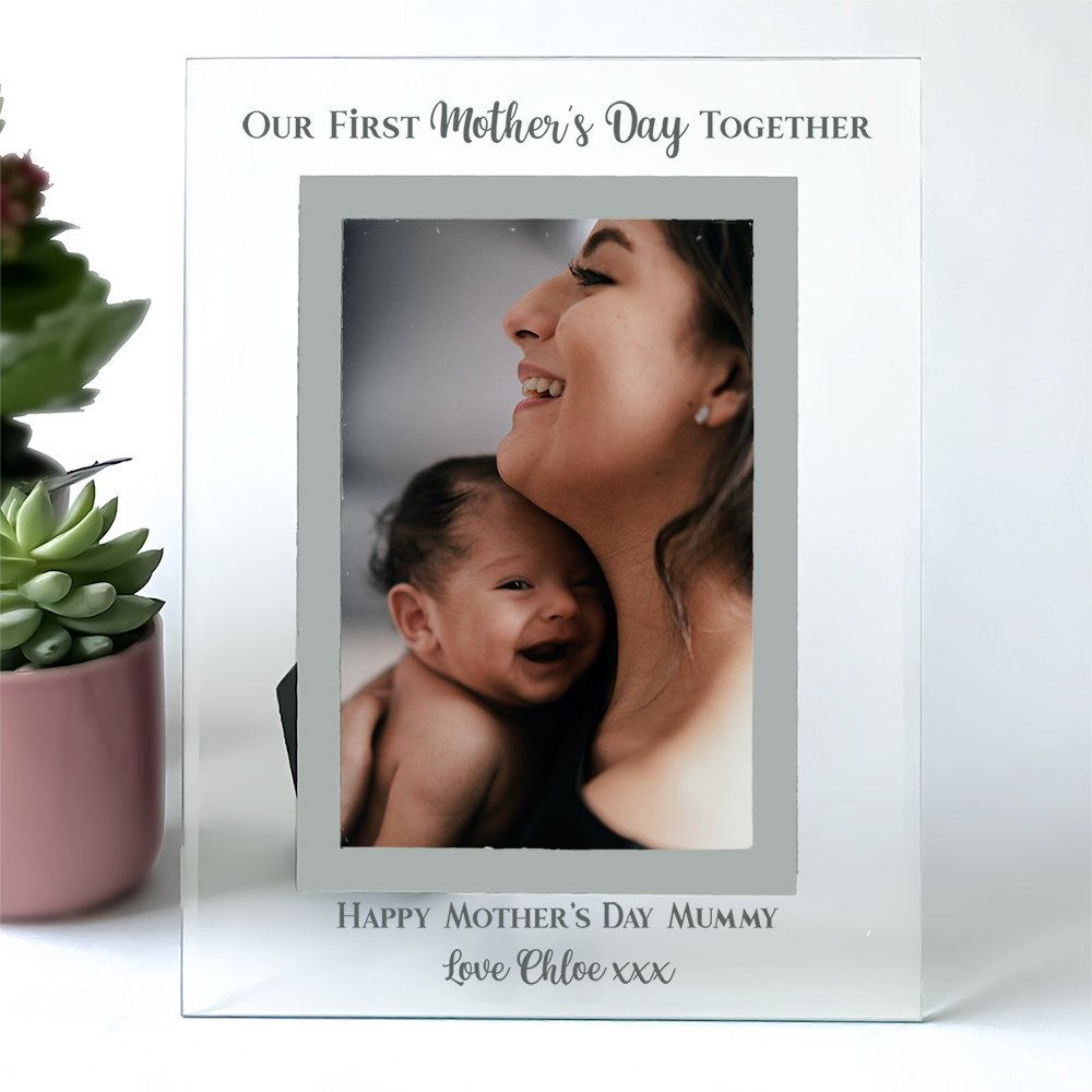 Personalised Our First Mother's Day Together Photo Frame Clear Glass 6x4'' or 7x5''