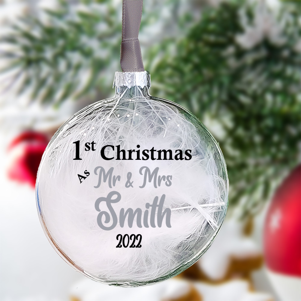 Personalised 1st Christmas Married Bauble in 10 colours