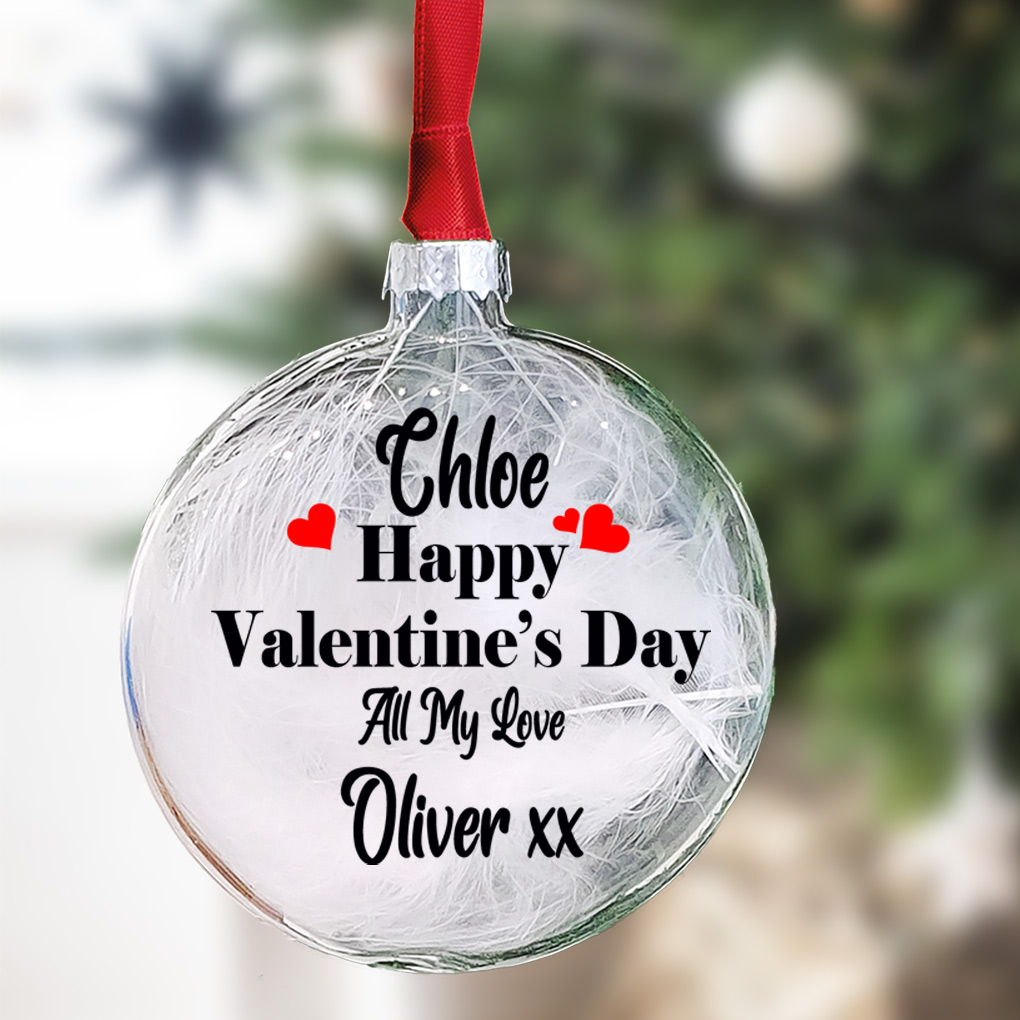 Personalised Happy Valentine's Day Glass Hanging Decoration