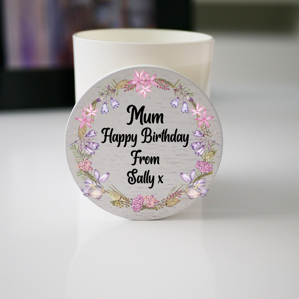 Personalised Birthday Candle Gift Watercolour Cottage Garden