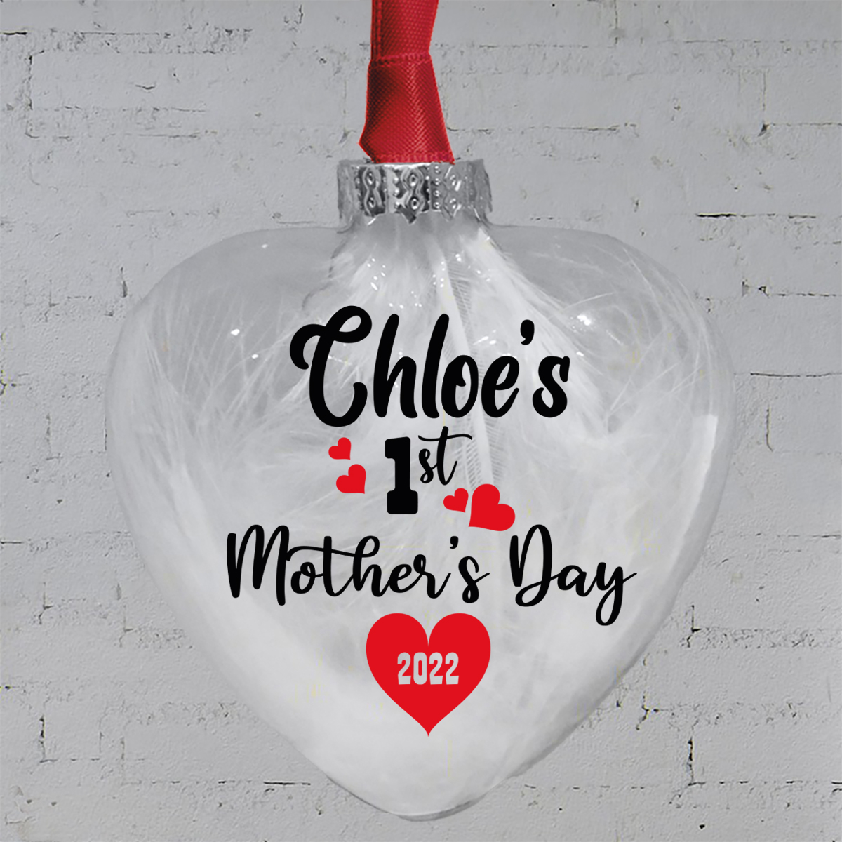 Personalised First Mothers Day Gift Glass Heart Bauble For Mother's Mummy's And Mums