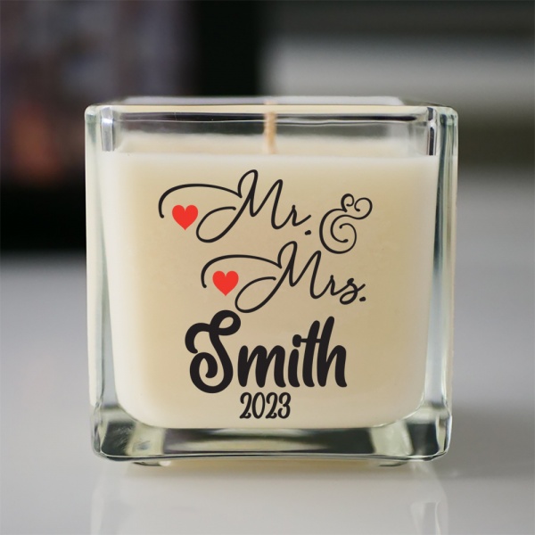 Personalised Mr And Mrs Candle Gift in Mr & Mr Or Mrs & Mrs Hand Poured Scented Candle