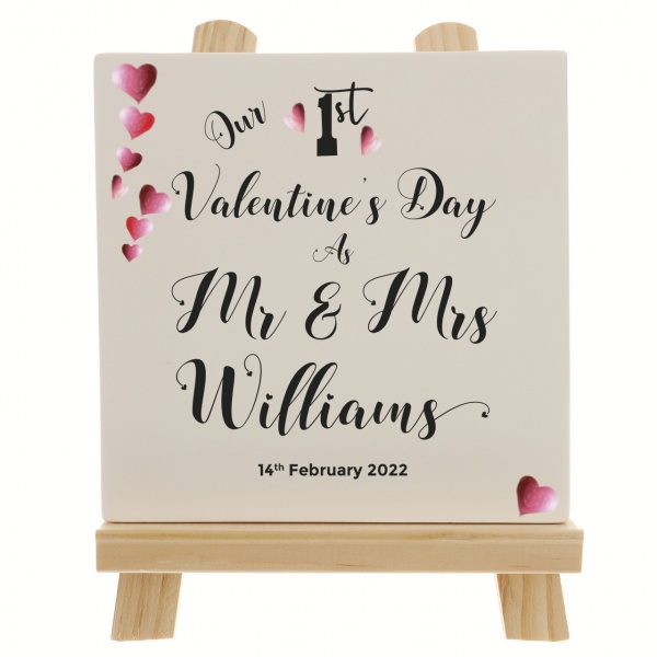 Our 1st Valentine's Day As Mr & Mrs Personalised Ceramic Tile Print
