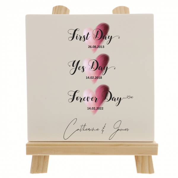 Personalised First Day Yes Day Forever Day Ceramic Tile Print