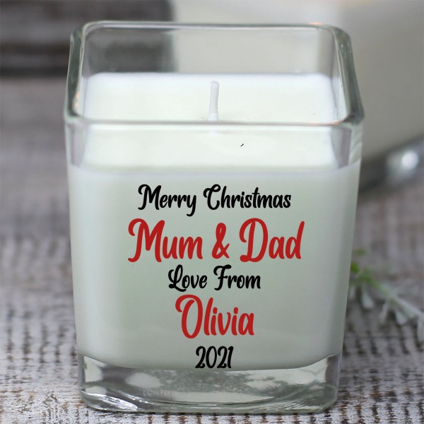 Personalised Merry Christmas Candle Hand Poured Scented Christmas Candle