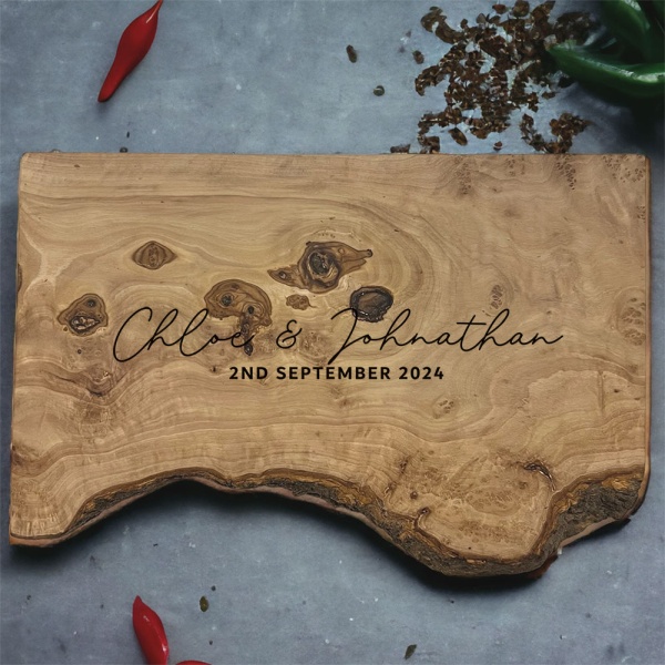 Personalised Couples Olive Wood Board, Chopping Board, Cheese Board